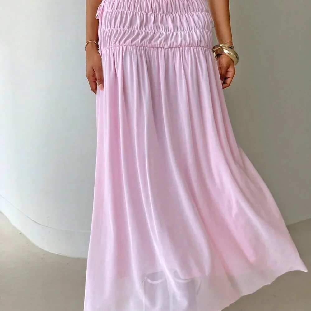 Elegant Pink Women's Romantic Mini Skirt